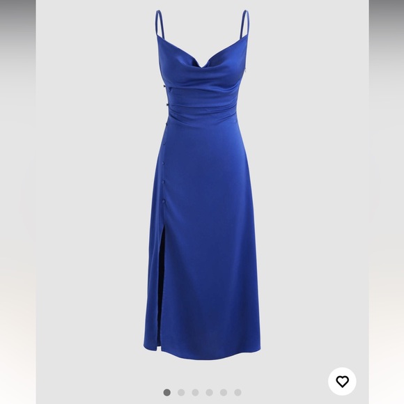 cider Dresses Cider Satin Midi Dress Cowl Neck With Leg Slit Poshmark